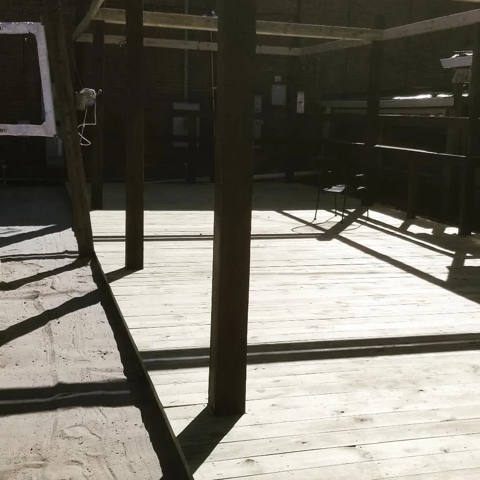 Wood deck under construction